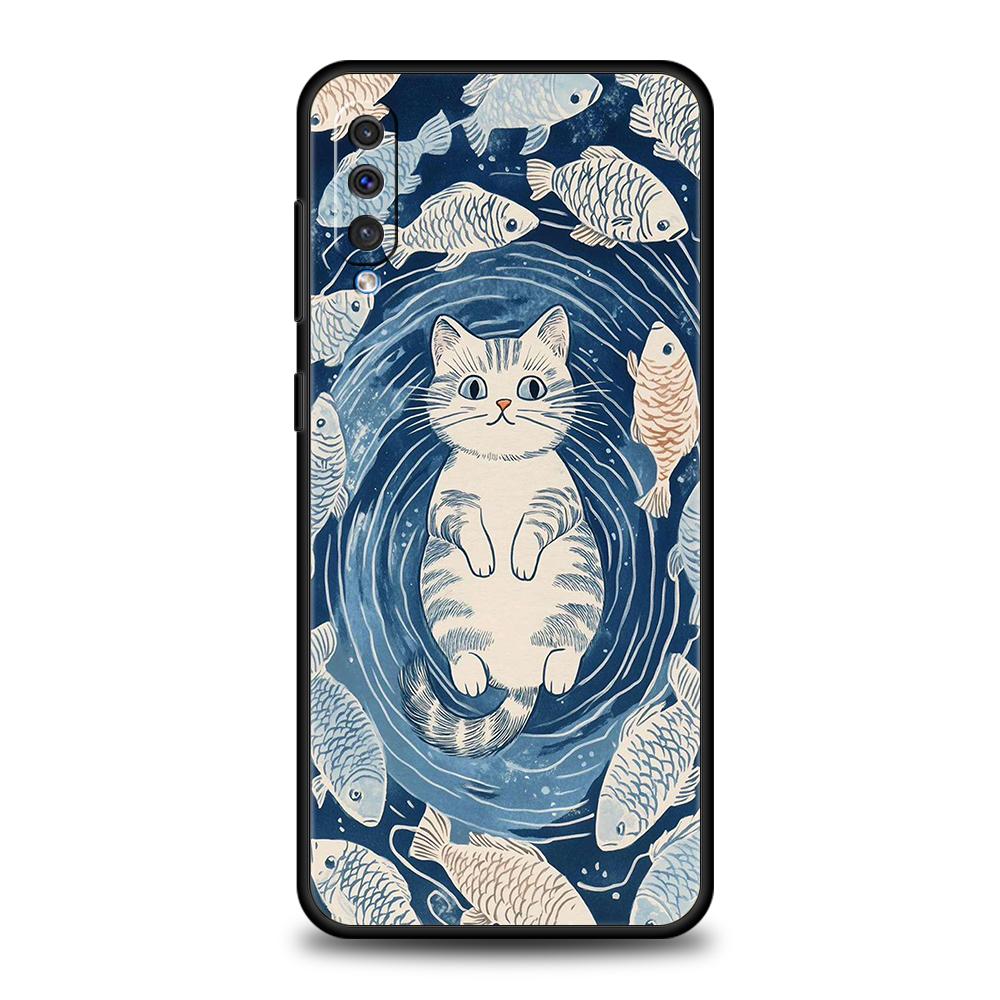 

Чехол для телефона Samsung Galaxy A56 A36 A26 A06 A16 A24 A36 A54 A14 A42 A22 A20 A12 A10 5G Мягкий ТПУ Корпус Синий Океан Рыбы Fundas Samsung A16