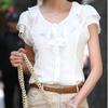 Office Lady Chiffon Short Sleeve Female Blouse Shirt Fashion Ruffles Ladies White Black Office Blouses Women Clothes