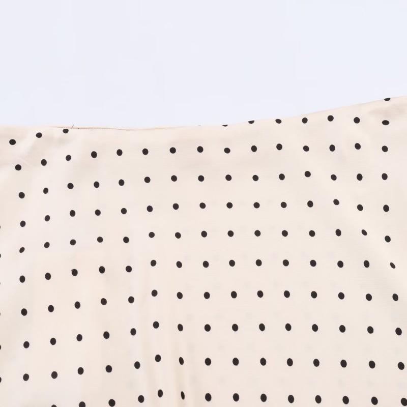 2026 Spring French Polka Dot Asymmetrical Silk Midi Skirt for Women