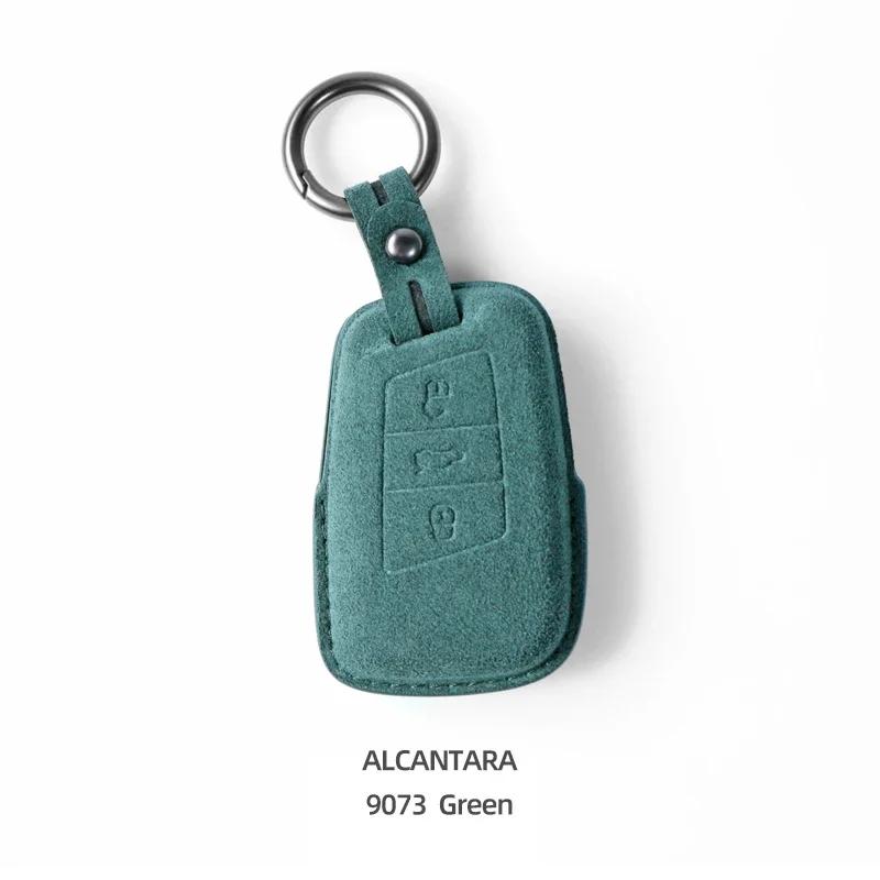 For Volkswagen VW Polo Tiguan Golf Jetta Beetle Eos Scirocco Up Transporter Sharan Made of Alcantara Wrap Car Key Case Cover