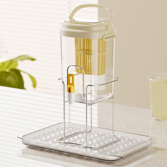 2L Drink Dispenser Large Capacity Cold Water Pitcher with Built-in Filter Tea Juice Leak-Proof Faucet Beverage Container