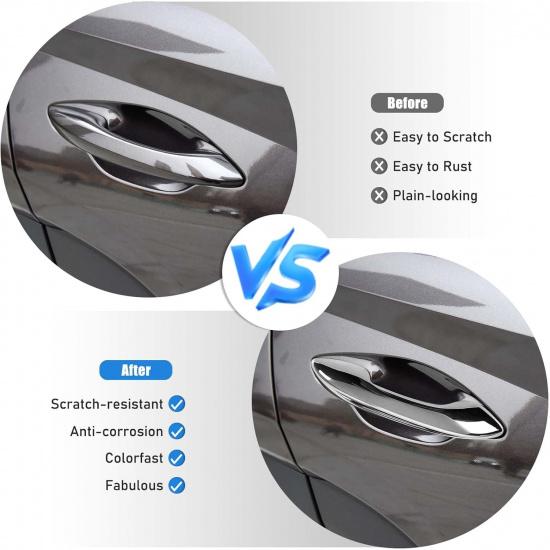 Door Handle Cover Protector for H-yundai Santa Cruz 2022 2023 2024 Accessories, ABS Car Exterior Door Handle Cover Trim 5Pcs (Sliver)