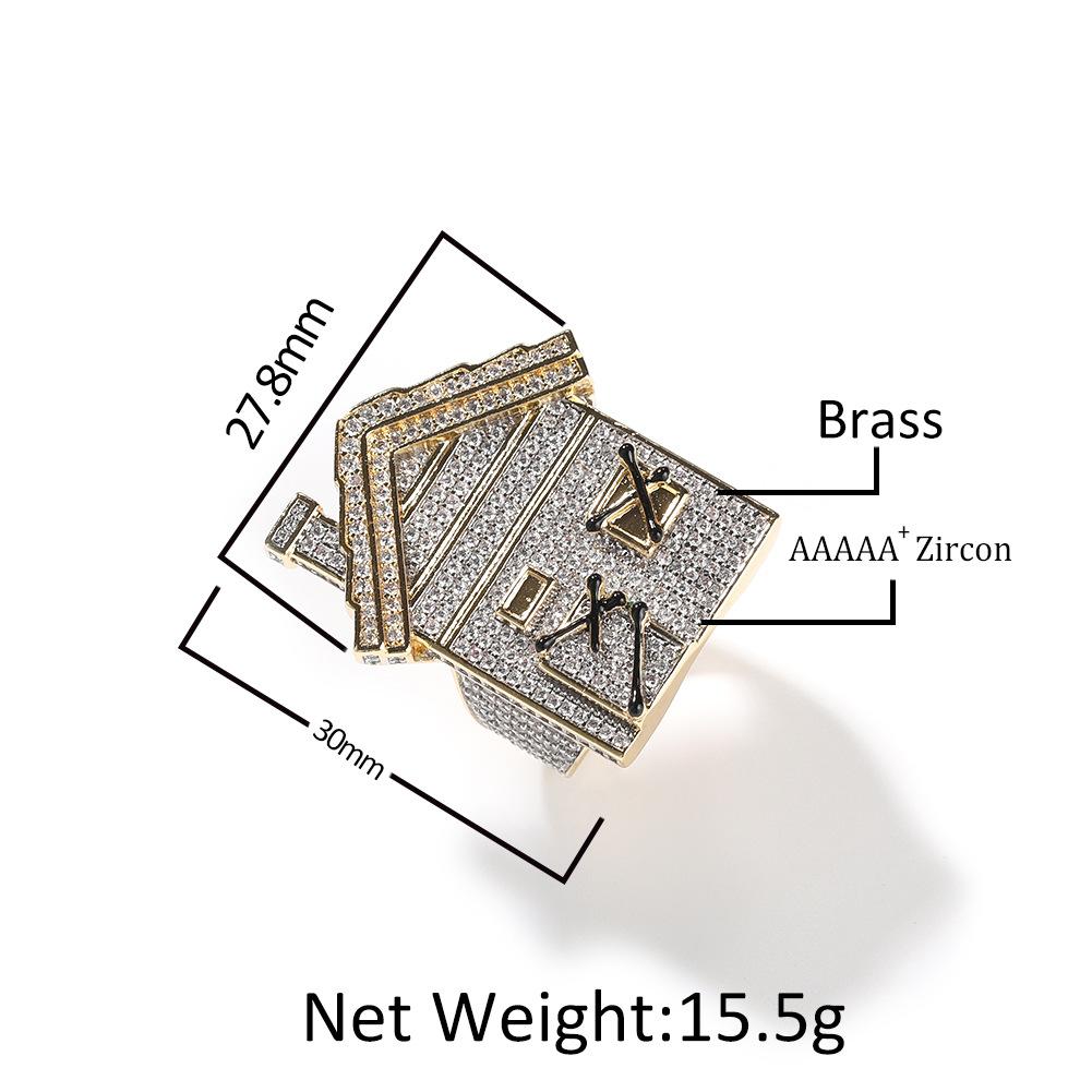 Personality Trend Niche House Zircon Ring Trendy Brand Hot-selling New Men's Shiny Ring