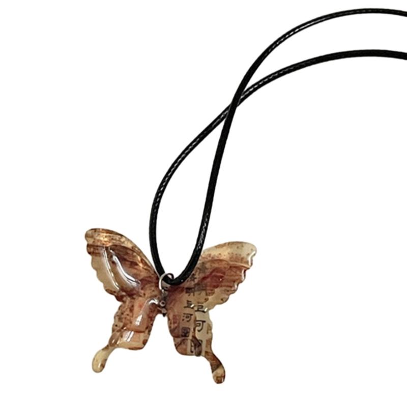 Chinese Style Butterfly Necklace Korean Butterflies Statement Clavicle Chain Wax Rope Choker Neck Chains Party Jewelry
