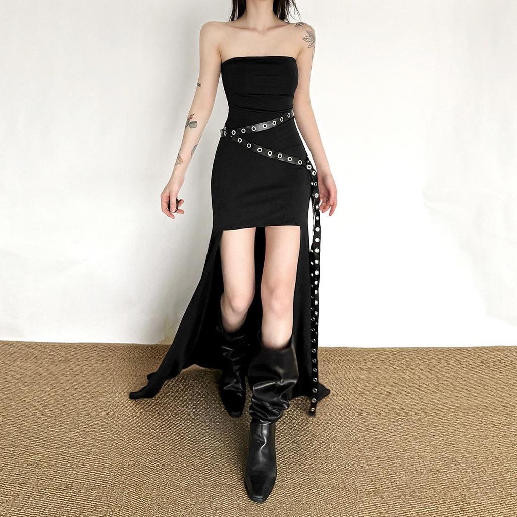 2026 European and American women's clothing sexy nightclub hollow irregular goth style hip dress dress long dress