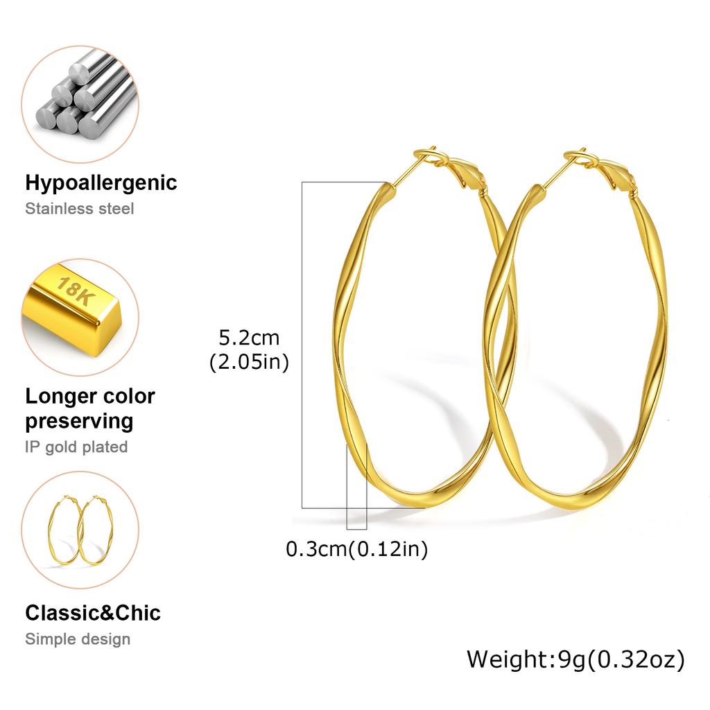 Twist Circle Hoop Earring for Women, Stainless Steel Click-Top Mobius Hoop Huggies Earring, Tarnish Nickel Free Valentine's Gift