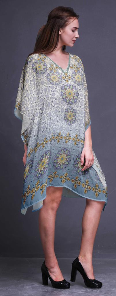 Phagun Ladies Kaftan Holiday Loungewear Midi Dress Beach Coverup-4X-5X