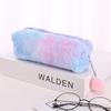 Gradient Plush Pencil Case: Cute Octagonal Stationery Box for Girls
