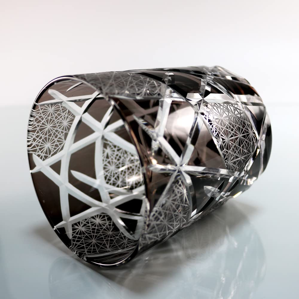 GREEM MARKET Crafts with wooden box Cut glass Gift Present Glasswork Kiriko glass Chrysanthemum Tsunagi cup Shochu glass Rocks glass Product GMS02511