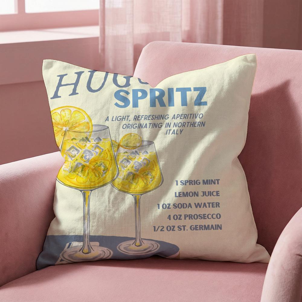 Hugo Spritz Cocktail Cushion Cover Multi-Scene Pillow Cover for Home & Car - Reversible, Soft & Durable for Daily Use