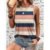 Summer color splicing 3D printing women's fashionable O-neck vest