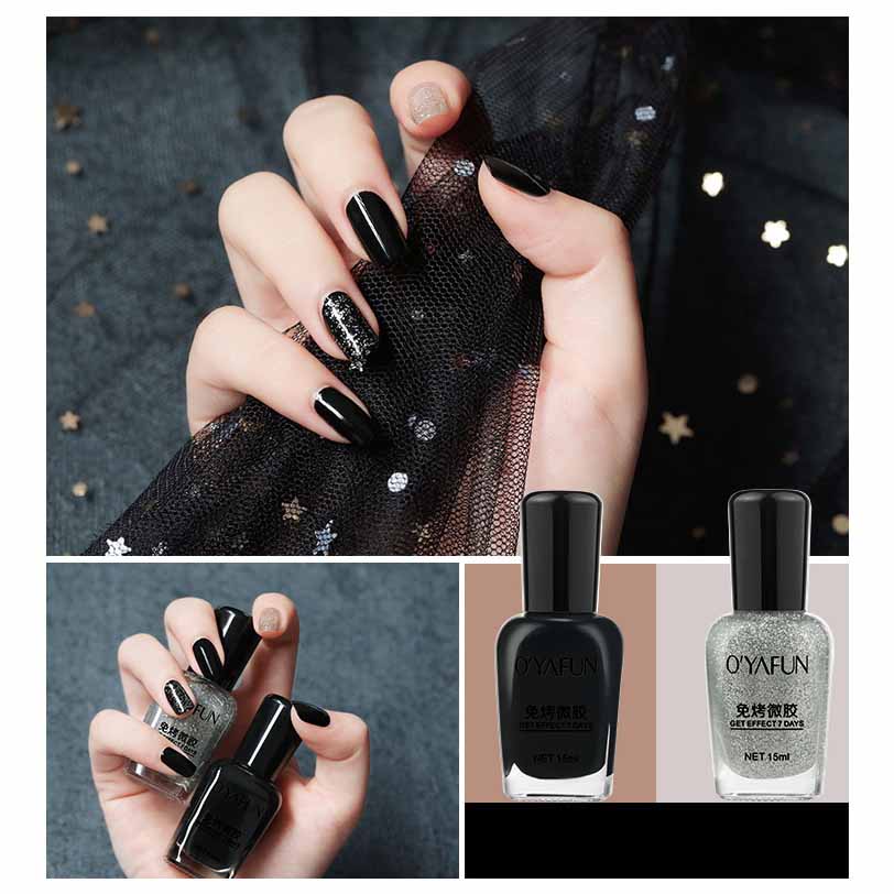 15 ml, nicht abziehbarer Nagellack, wasserfest, keine UV-Lampe erforderlich, Mikrogel-Formel, Glitzer, schnelltrocknend, lang anhaltende Maniküre