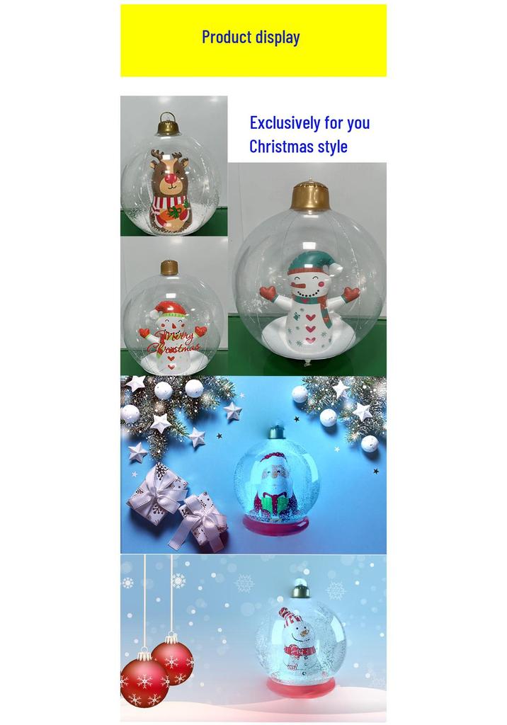 LED Inflatable Christmas Decoration Ball - Lighted Yard Balloon Atmosphere Light PVC