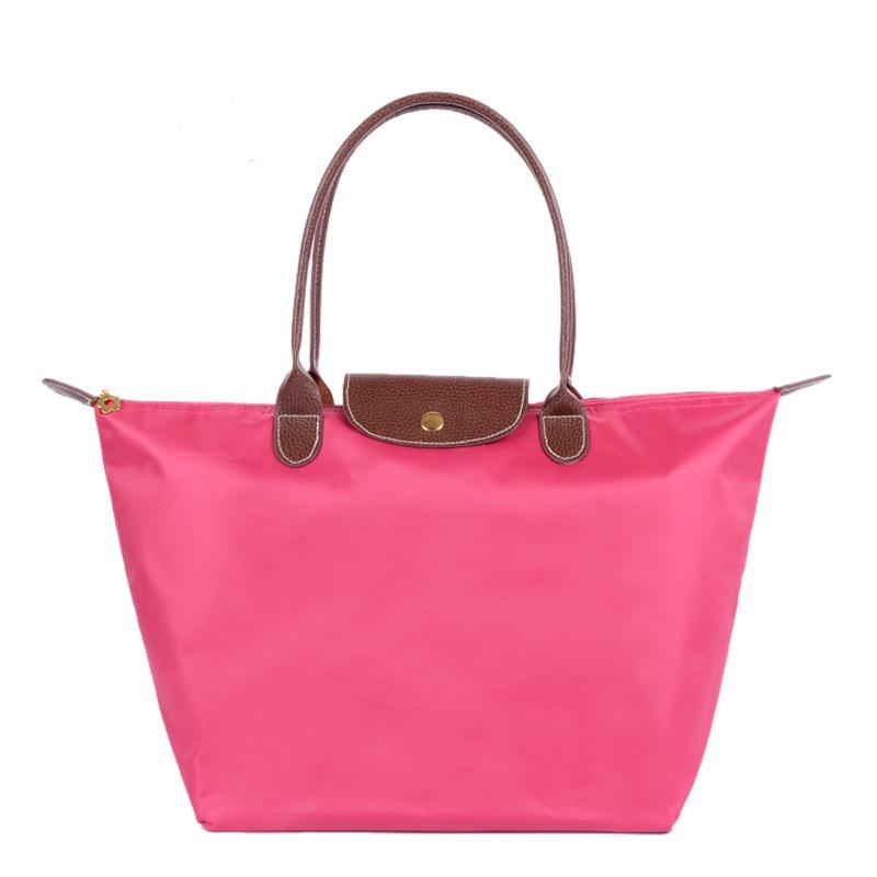 Borsa a tracolla pieghevole in nylon da donna, impermeabile e pratica, borsa portaoggetti per sport, fitness, shopping e regali, colore Rosso Vino, Rosso, Viola