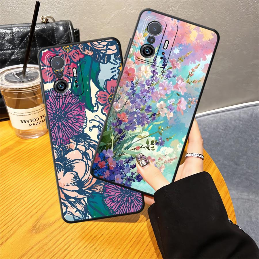 Cartoon Flower Funda Phone Cover Case for Xiaomi Mi 11 12T Pro 10T 12X 11T 12 13 Lite 14