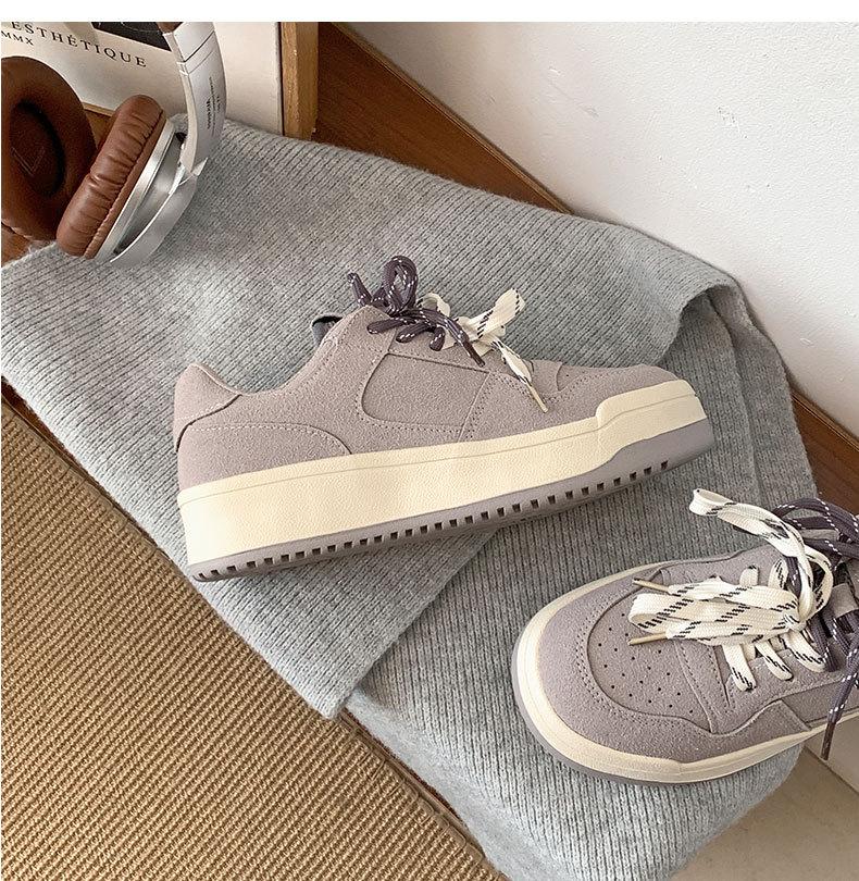 Color Matching Casual Retro Versatile Thick Baseplate Shoes Women's 2025 New Spring and Autumn Lightweight Low-top Heightening Sports Shoes