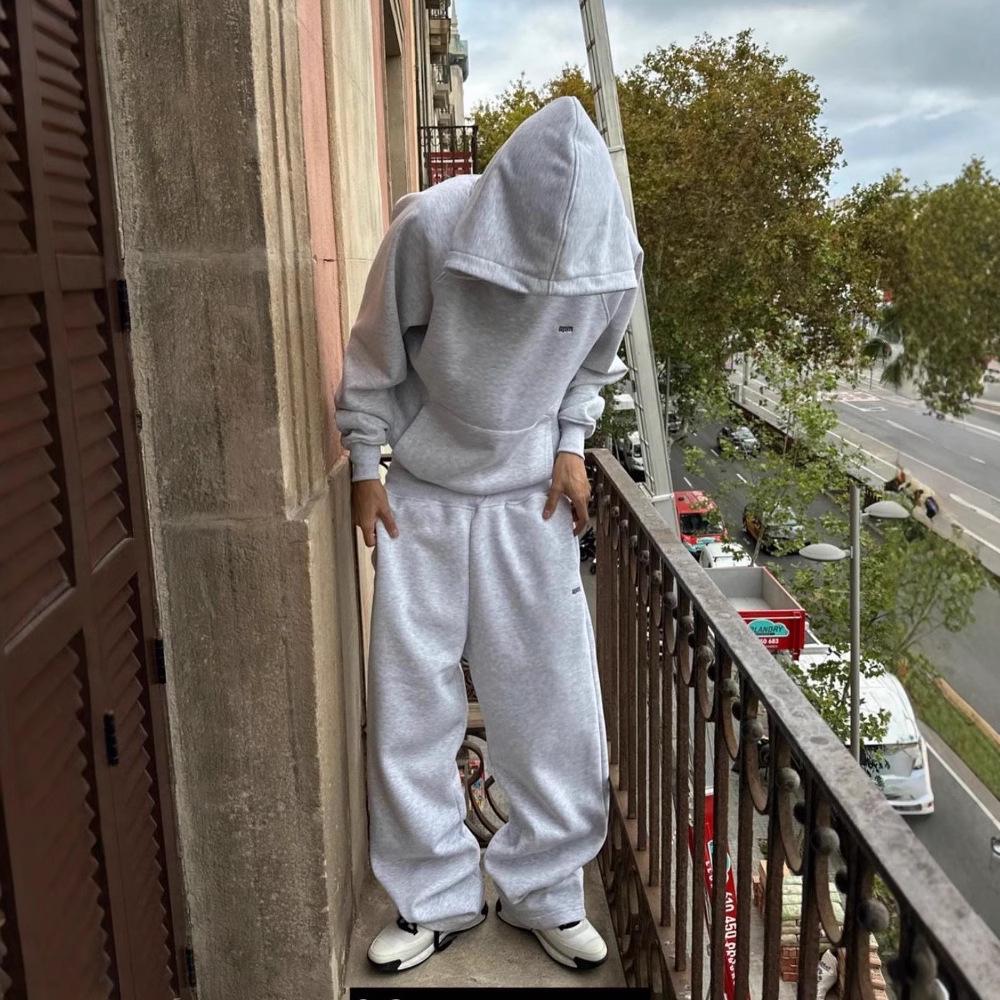 Cross-border Men's & Women's Warm Embroidered Hoodie & Sweatpants Set - Autumn/Winter Velvet Casual High Street Style