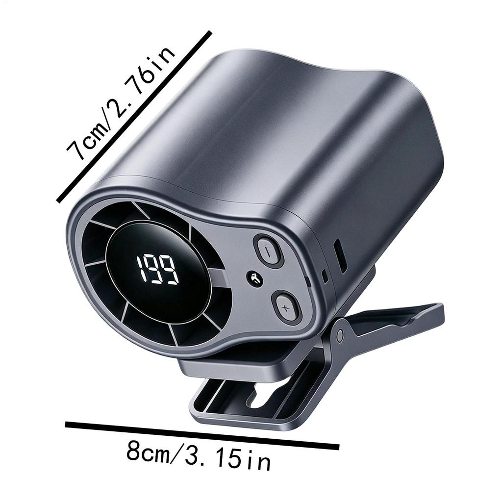 Clip On Car Fan Low Noise Cooling Fan With LED Display Portable Mini Clip Fan for Camping Fishing Travel Outdoor Use