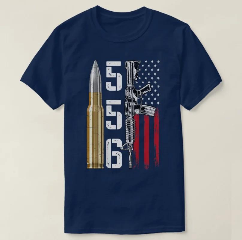 American Flag 556 Ar15 Rifle Gun Owner Gift TShirt 100 Cotton ONeck Summer Short Sleeve Casual Mens Tshirt Size S3XL