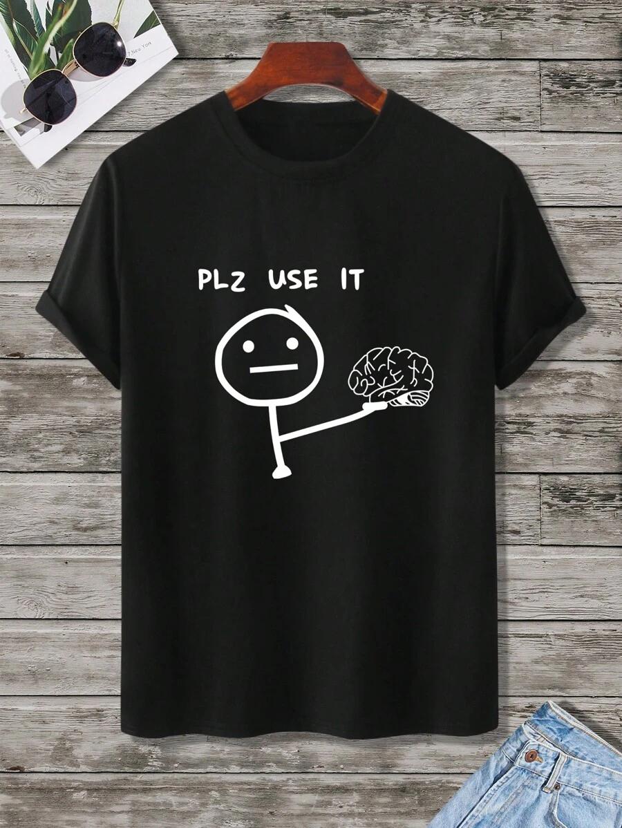 Manfinity Homme Unisex Cartoon & Slogan Graphic T-Shirt M