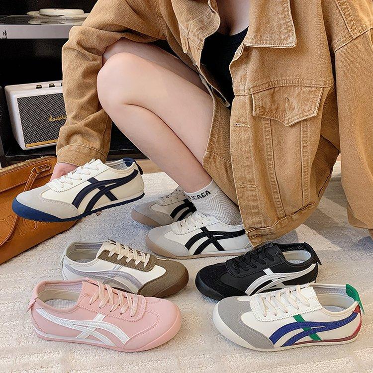 Soft leather version ballet style pink German training shoes women's spring 2025 new sports and leisure shoes retro flat Forrest Gump shoes