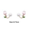 Girls Gift Imitation Pearls Pearl Ear Hook Tulip Earrings Women Pearl Studs Flower Ear Studs