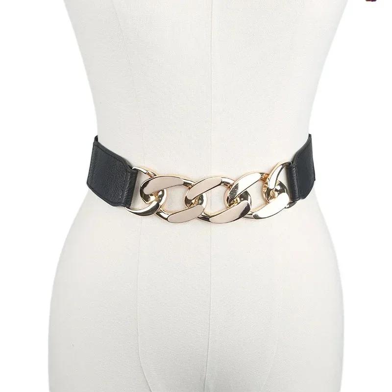 Elegant Fashion Gold Sliver Chain Belt Elastic Silver Metal Waist Belts Stretch Cummerbunds Coat Waistband Accessories Gifts