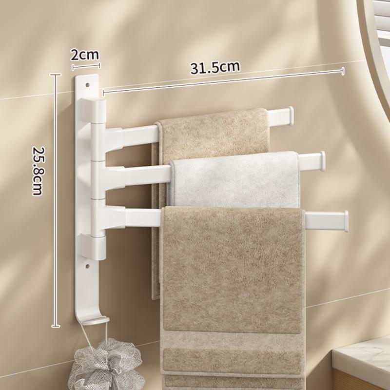 180° Rotatable Towel Holder Space Aluminum Shower Room Towel Hanger Multifunctional Storage Organizer For Bathroom Accessories