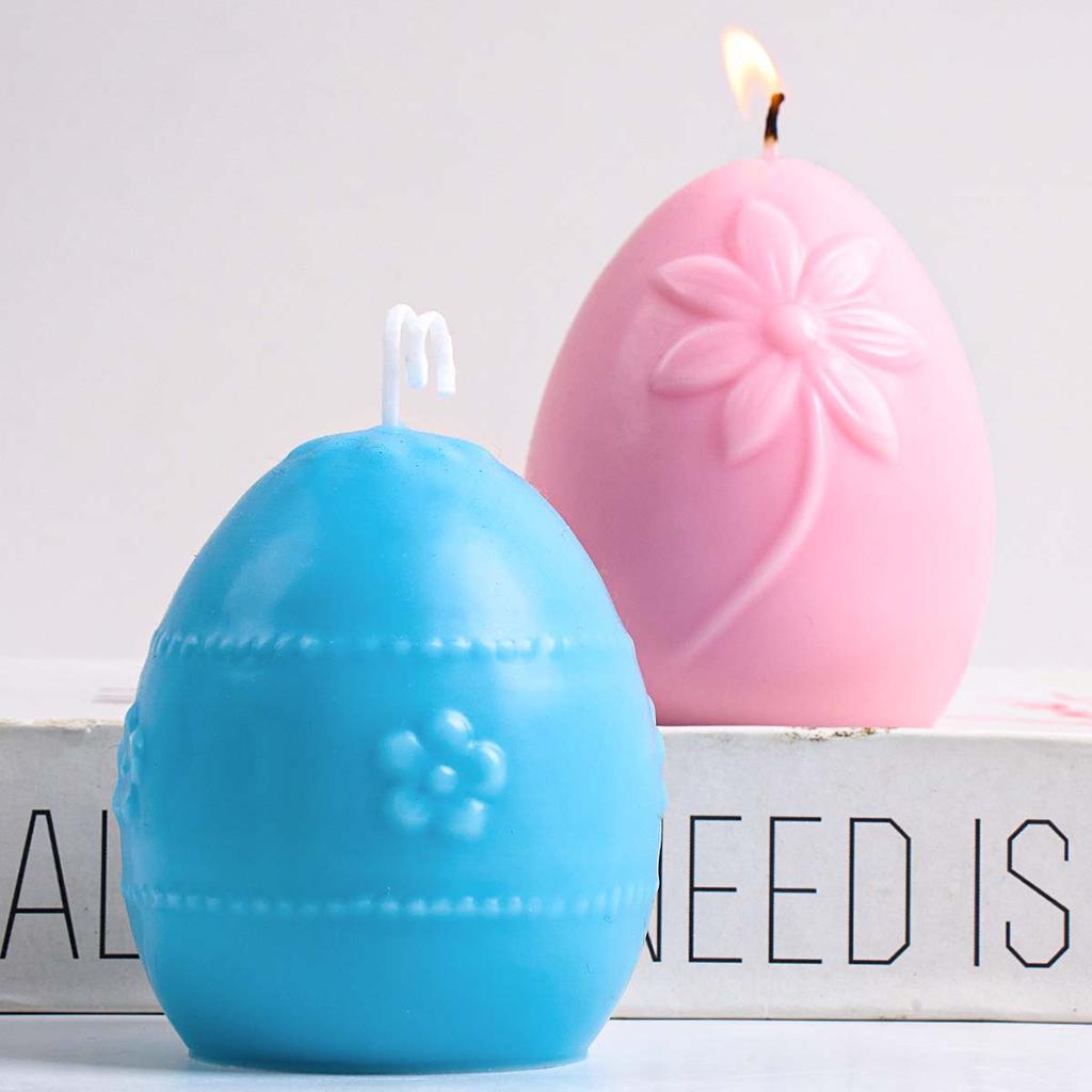 Relief Flower Egg Silicone Candle Mold DIY Easter Eggs Craft Gifts Making Soap Plaster Resin Casting Molds Home Holiday Decor