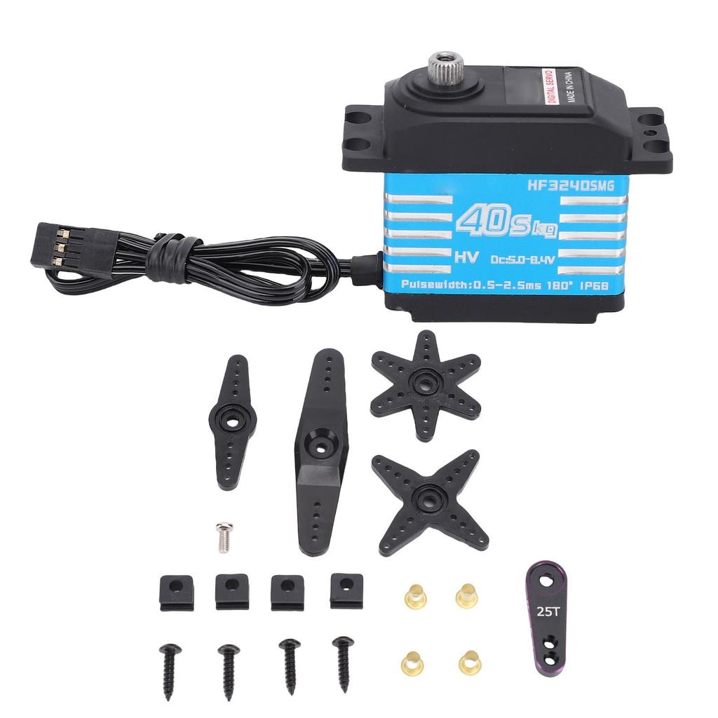 RC Digital Servo Motor IP68 Water Proof Metal Gear High Torsion with 25T Servo Horn for 1/12 1/10 1/