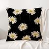 Black Daisy Cushion Cover Natural Linen Organic Fabric Double-Sided Printing Sofa Home Decor Gift Pillow Cover