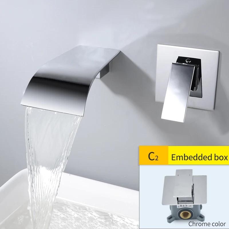 Brass Black Waterfall Basin Tap Chrome Waterfall Bathtub Sink Faucet Single Handle Bathroom Cold And Hot Mixer Tap Faucet