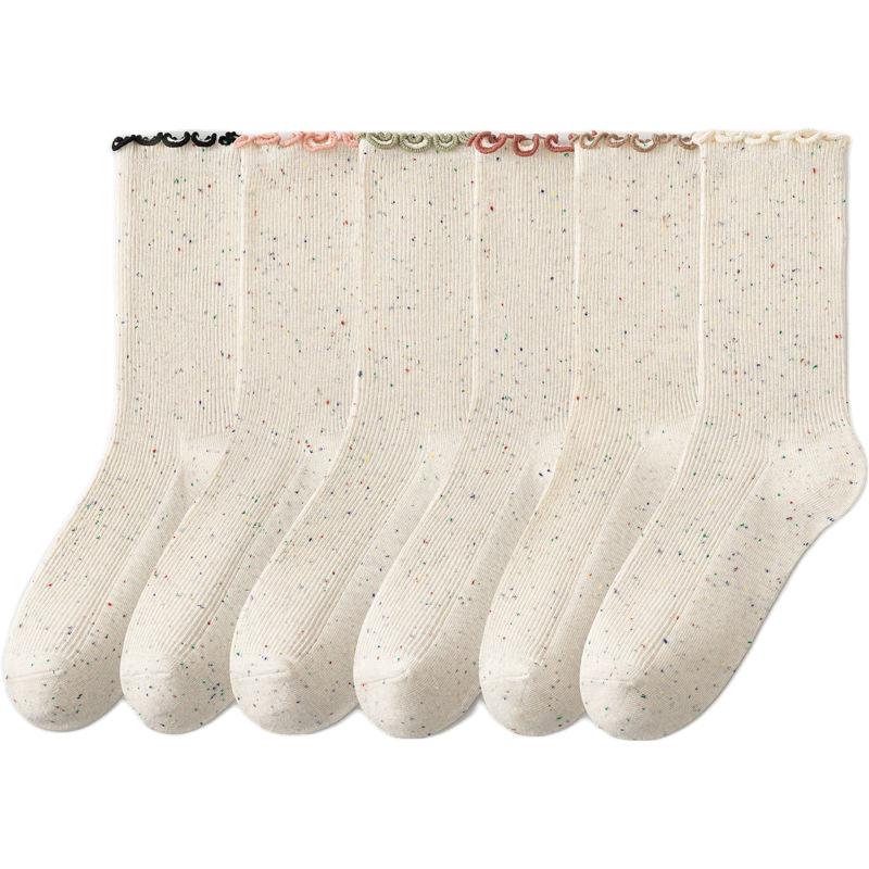 Women's Autumn New Line of Light Yarn Wood Ear Lace Everything In The Tube Pile Socks