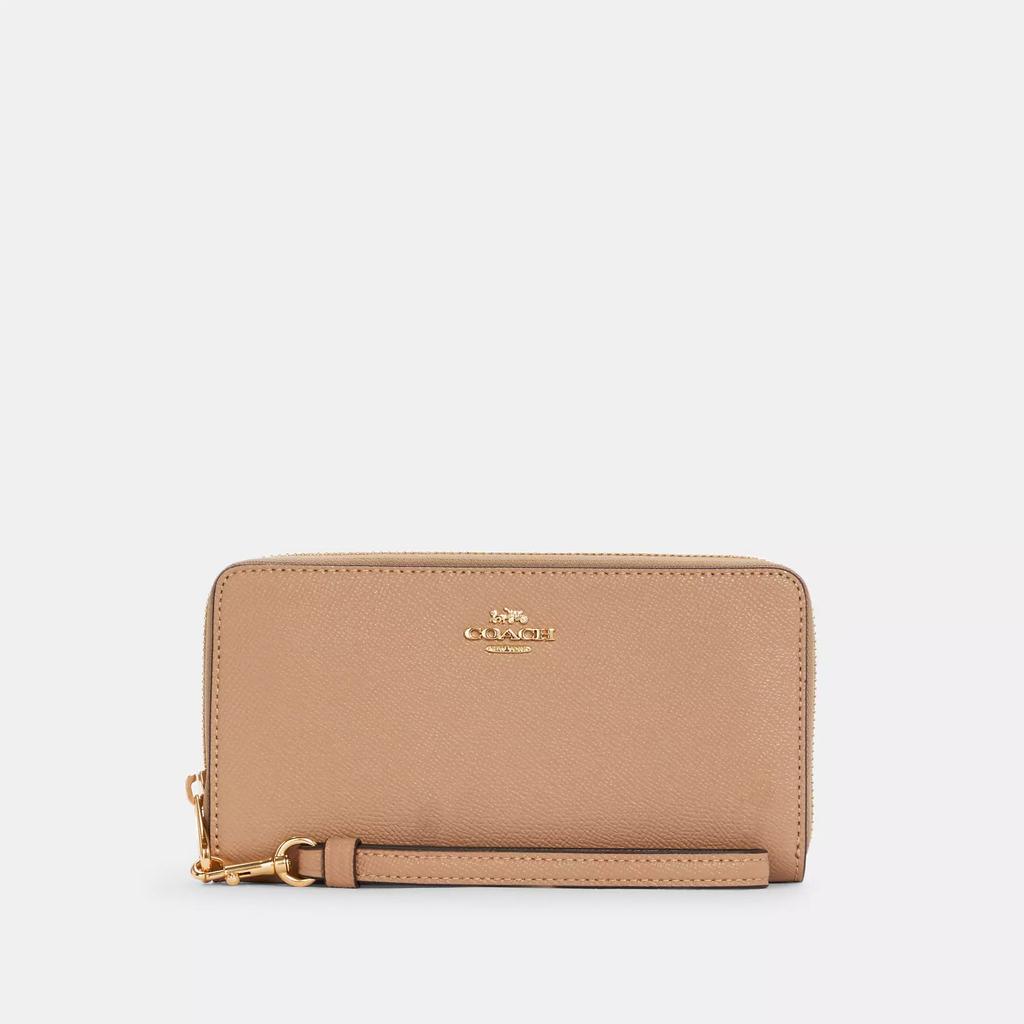 Coach Long Zip Around Wallet Gold Chalk