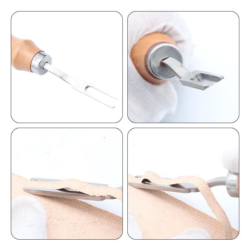 Wood Handle French Style Leather Craft Leather Edge Beveler Leather Cutting Skiving Trimming Tool Leather Craft Tool