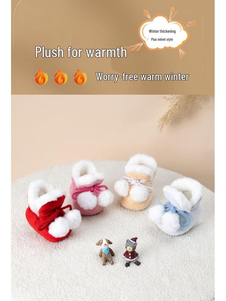 Fleece-Lined Newborn Winter Baby Shoes - Soft Sole, Warm First Steps Footwear