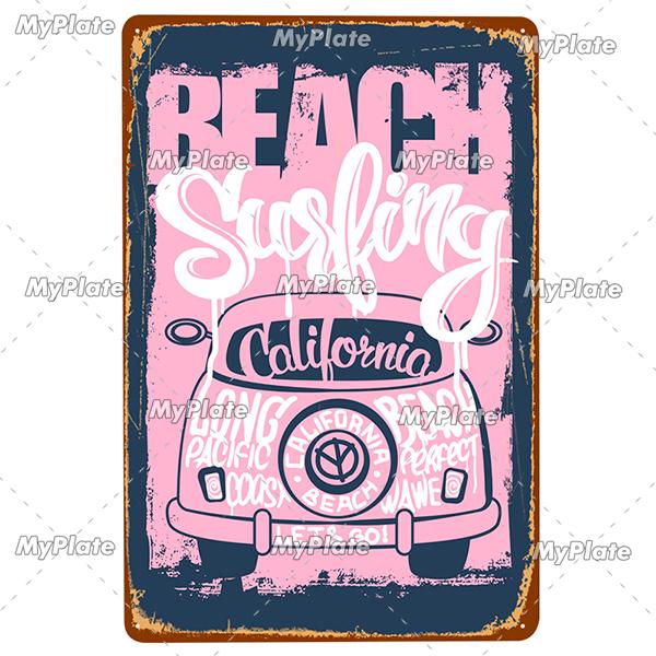 Surf Metall Zeichen Vintage Plaque Zinn Zeichen Wand Dekor Für Beach Club Mann Höhle Metall Platte Große Welle Poster