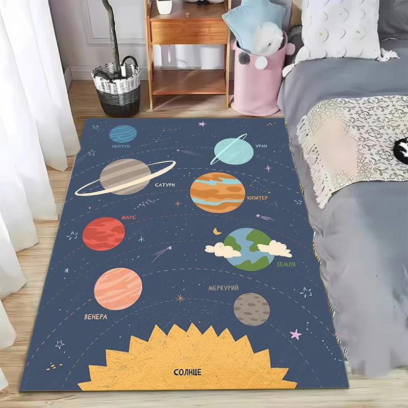 

Educational Planet Orbit Rectangular Area Rug for Bedroom Living Room Non Slip Washable Floor Mat Home Decorative Soft Carpet 40X60CM