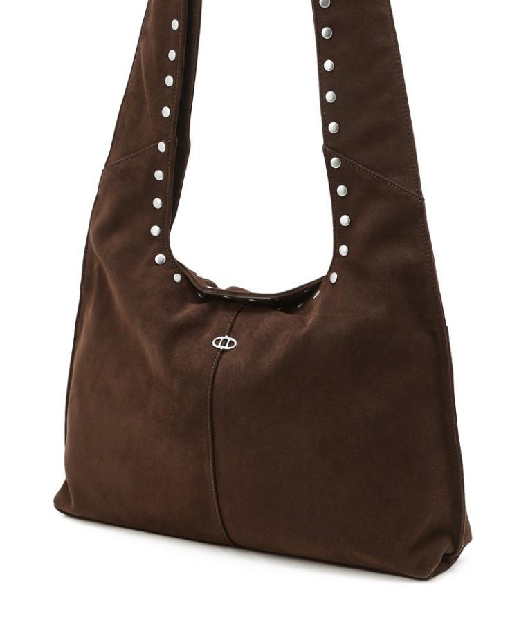 Athe Vanessabruno [Maron Soft] Dark Brown Suede Fabric Studded Shoulder Bag M Aaba6E471W3