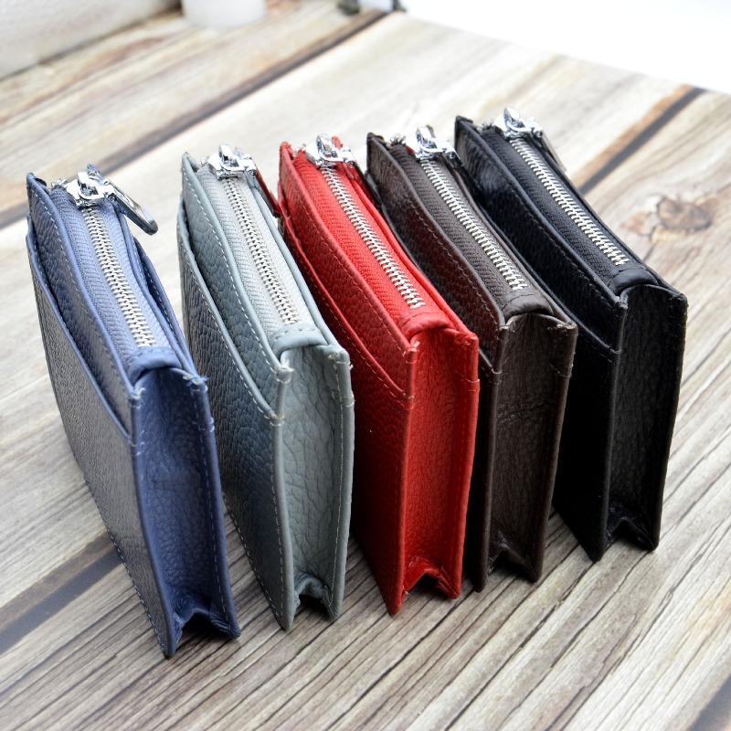 Men's Women Genuine Leather Bifold Wallet Multi Card Slots Accordion Zipper Coin Pocket Anti-theft Short Purse