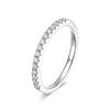 OEVAS 1.5MM Real Moissanite Band Ring White Gold S925 Silver for Women Sparkling Anniversary Gifts
