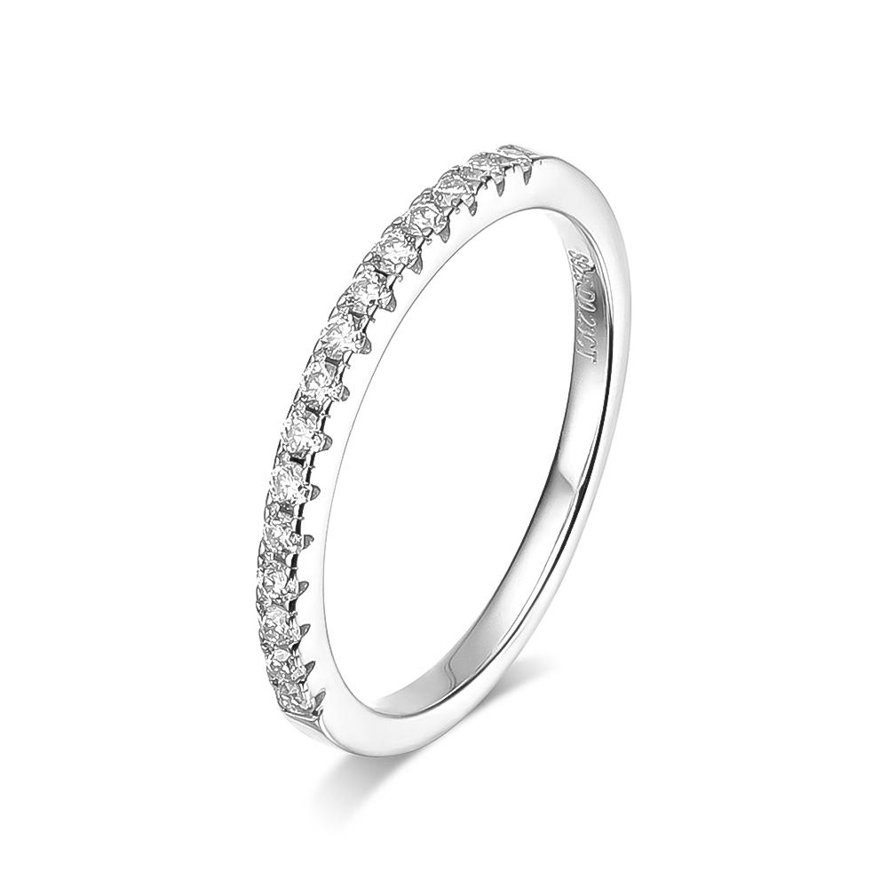 OEVAS 1.5MM Real Moissanite Band Ring White Gold S925 Silver for Women Sparkling Anniversary Gifts