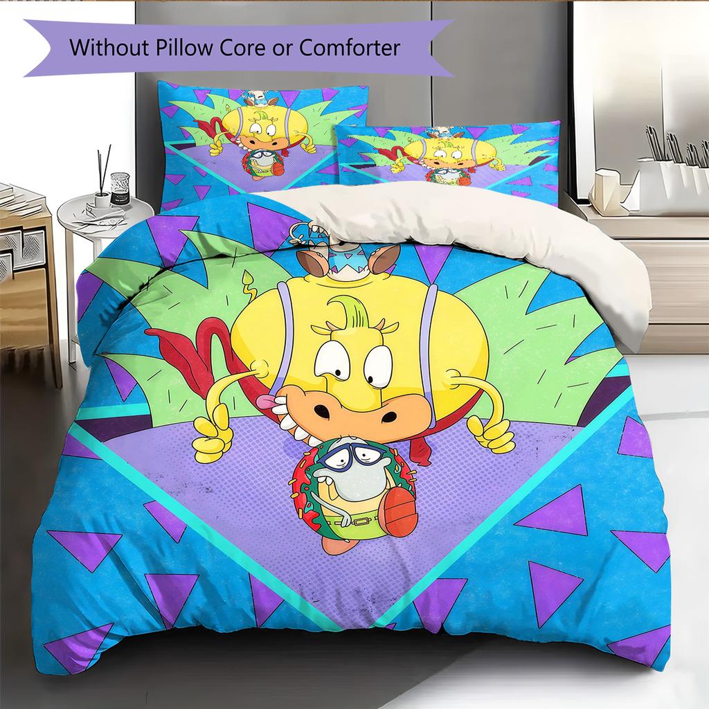 Rocko2 Pattern Bedding Quilt Set Home Decoration Gift (1 * duvet cover + 2 * pillowcase without core)