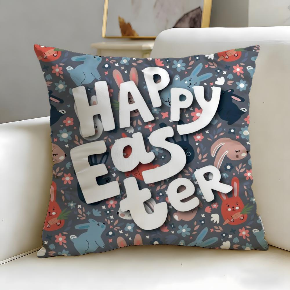 Classic Holiday Easter Day Cushion Cover Soft EasyWash Pillow Case Versatile for Couch Bed Travel and Office
