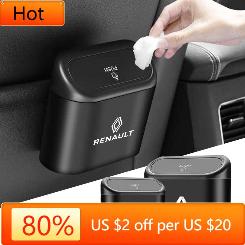 2026 Hot For Renault Interior Stickers Car Trash Can Garbage Bin Storage Box Interior For Renault Megane Clio QM6 Kadjar Koleos
