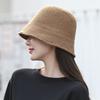 Light plate knitted bucket hat female Korea Dongdaemun casual bucket hat tide autumn and winter solid color hat knitted hat