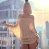 Women Solid Color Off Shoulder Batwing Sleeve Loose High Waist Bodycon Mini Dress