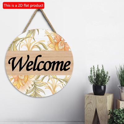 2D Flat 20*20cm1pc Spring Sunflower Print Wooden Welcome Hanging Sign, Simple and Elegant Style Floral Patterns Good Quality Art Plaques Applicable To