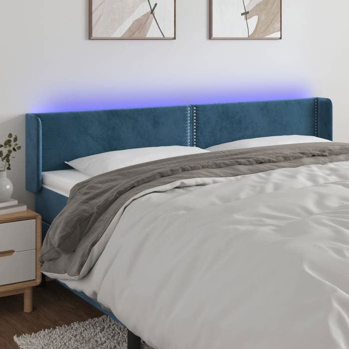 VidaXL LED Headboard Bedroom Furniture Double Bed Accessory Head of Bed Frame Interior Dark Blue 3123154