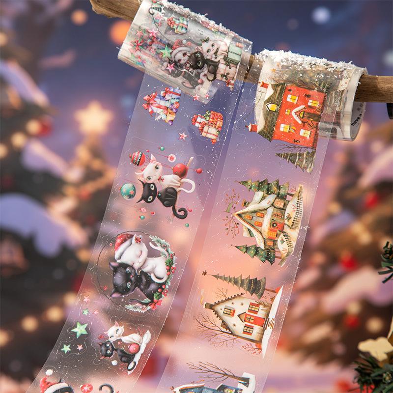 50Mm*200Cm Strange Christmas Night Series Vintage Festival Landscape Material Collage Pet Tape Creative Journal Stationery